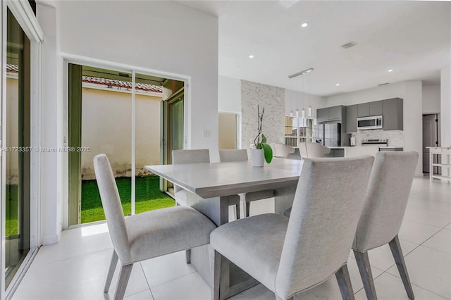 view of tiled dining area