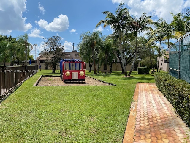 view of yard with a playground