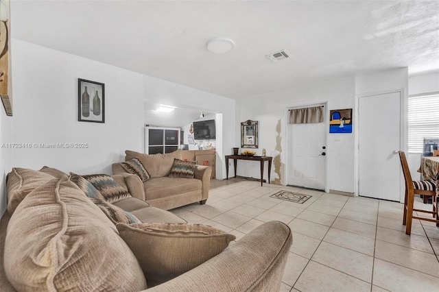 view of tiled living room