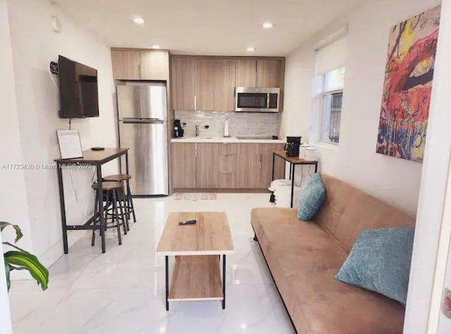 living room featuring sink