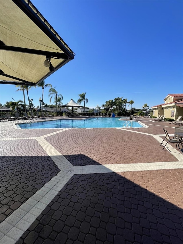 view of pool featuring a patio