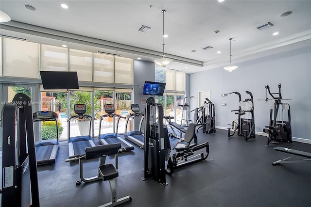 workout area featuring a healthy amount of sunlight