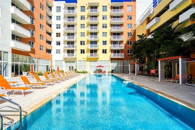 view of pool with a patio area