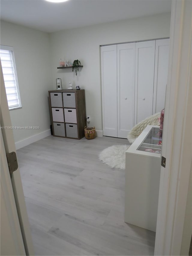 unfurnished bedroom featuring light hardwood / wood-style floors