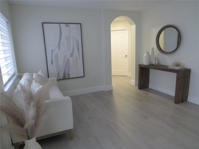 living area with light wood-type flooring