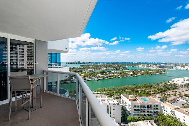 balcony with a water view