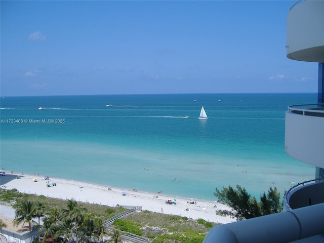 property view of water featuring a view of the beach