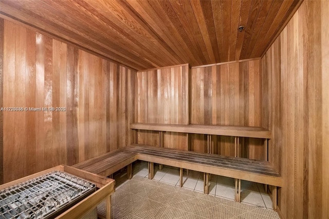 view of sauna / steam room with tile patterned flooring