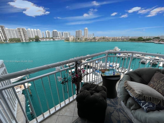 balcony with a water view