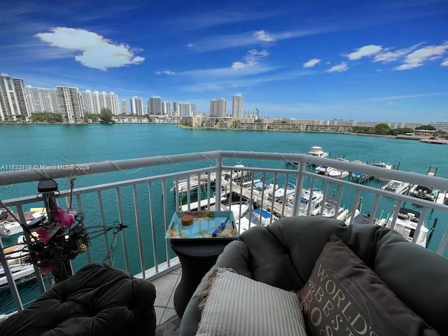 balcony with a water view