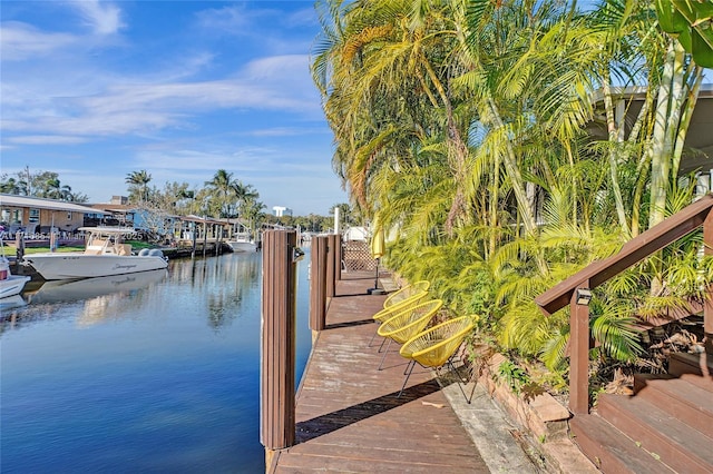 dock area featuring a water view