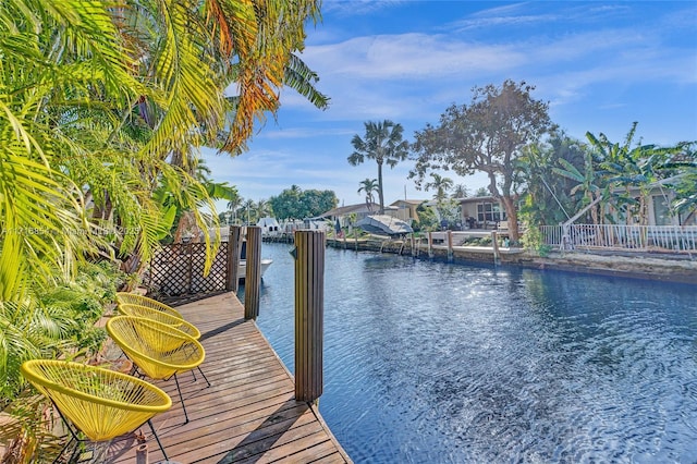 dock area featuring a water view