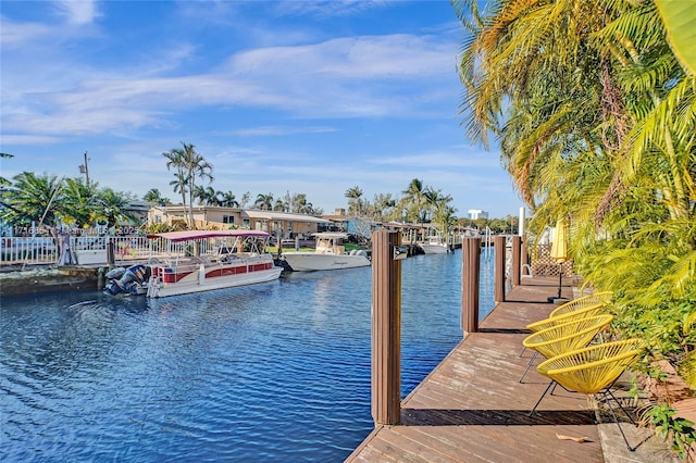 view of dock featuring a water view