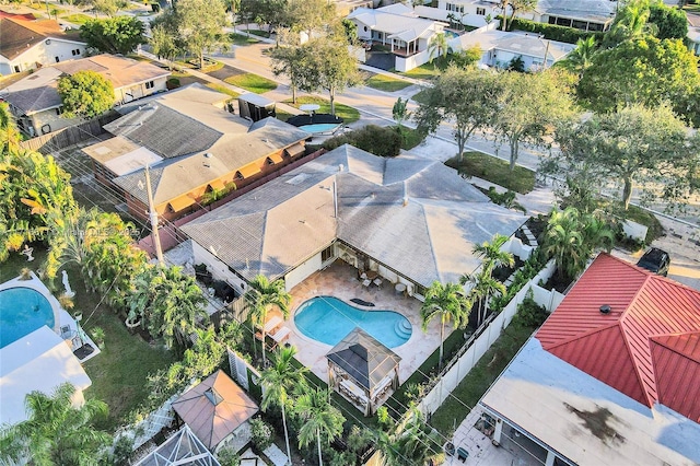 drone / aerial view with a residential view