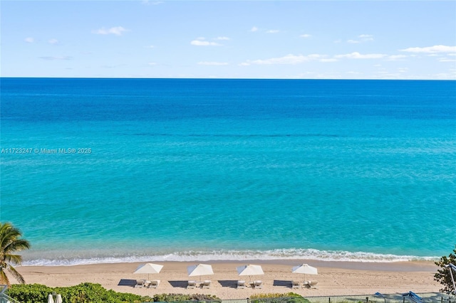 view of water feature featuring a view of the beach