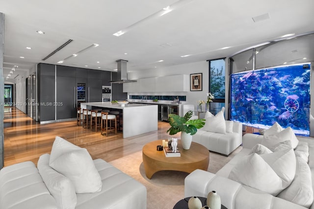 living room featuring light hardwood / wood-style flooring