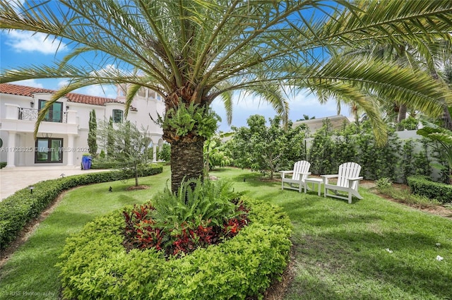 view of yard featuring a balcony