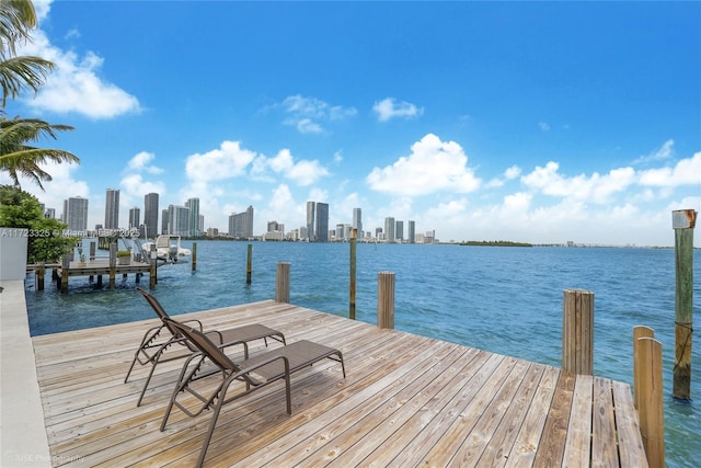 view of dock featuring a water view