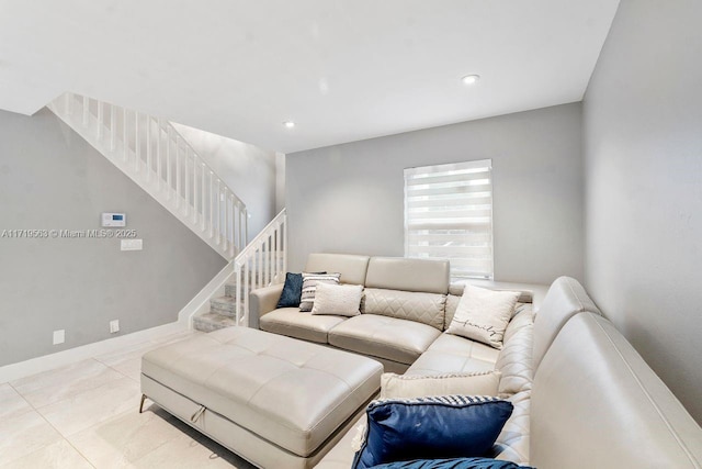 view of tiled living room