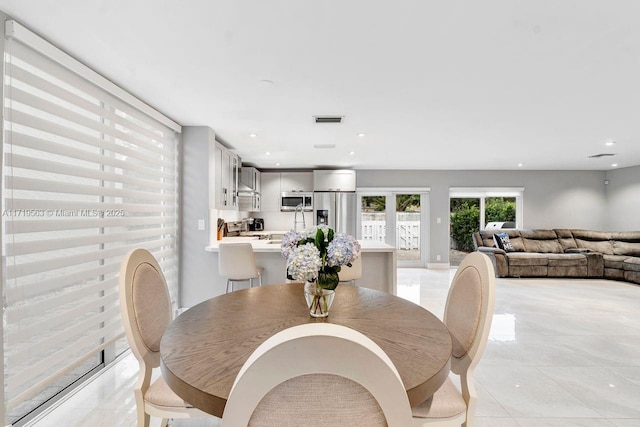 dining area with french doors