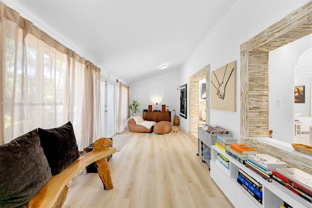 sitting room with light hardwood / wood-style flooring