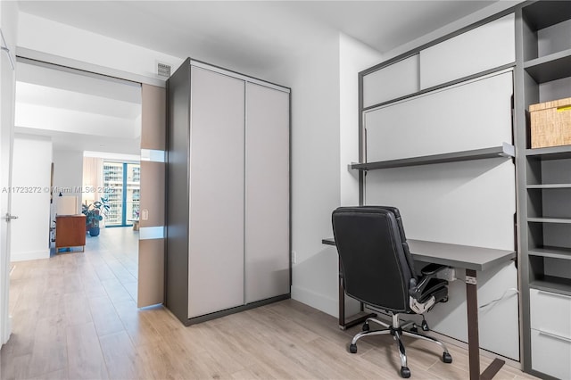 office area featuring light hardwood / wood-style floors