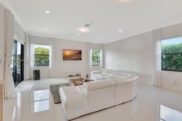 view of tiled living room