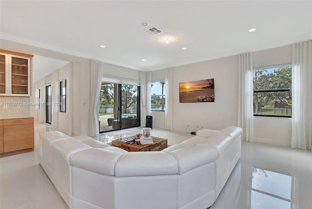 living room featuring plenty of natural light