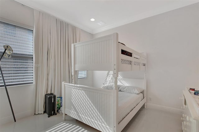 bedroom featuring ornamental molding