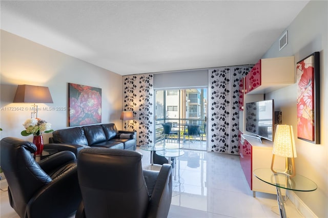 view of tiled living room