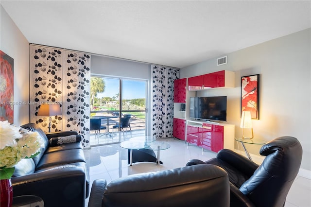 view of tiled living room