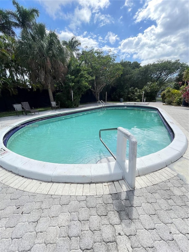 view of swimming pool with a patio area