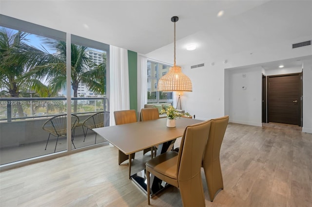 dining room with light hardwood / wood-style floors