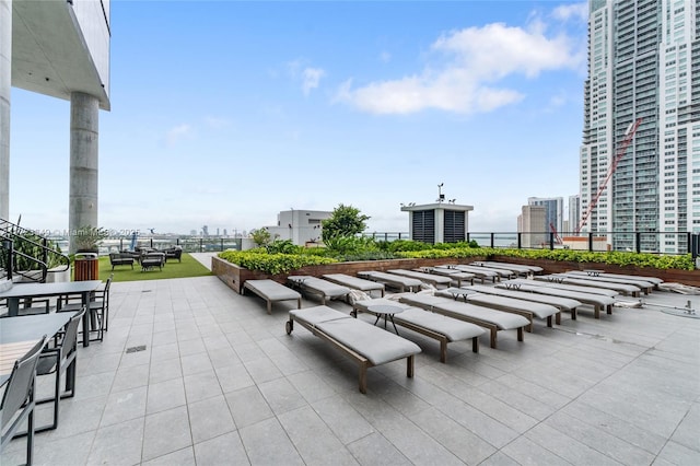 view of community with a patio area