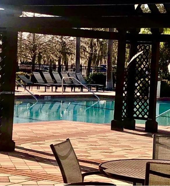 view of swimming pool with a patio