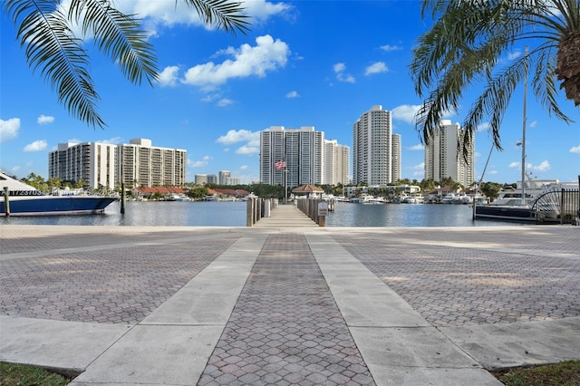 view of street featuring a water view