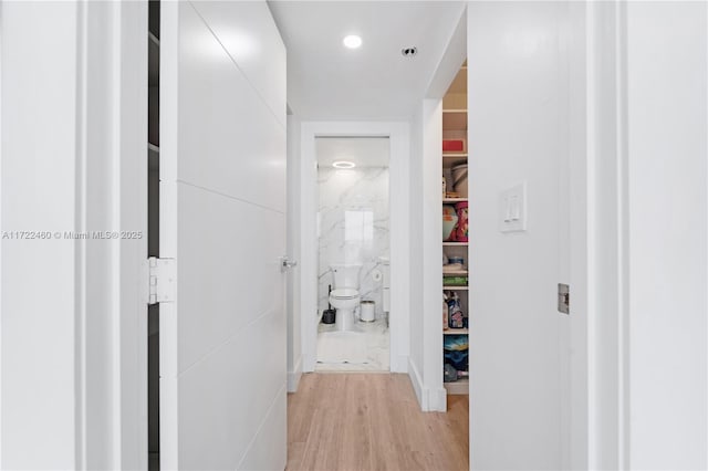 corridor featuring light hardwood / wood-style flooring