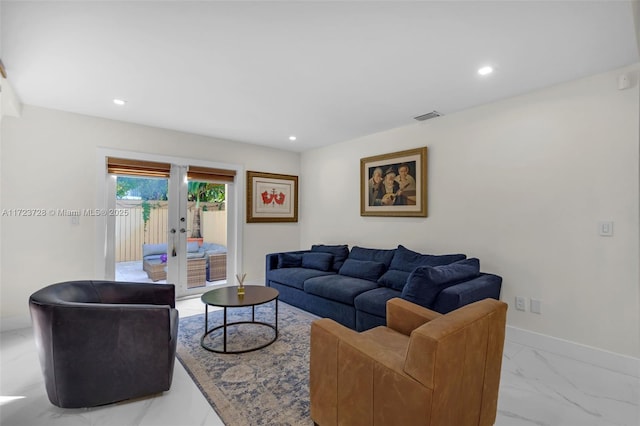 living room with french doors