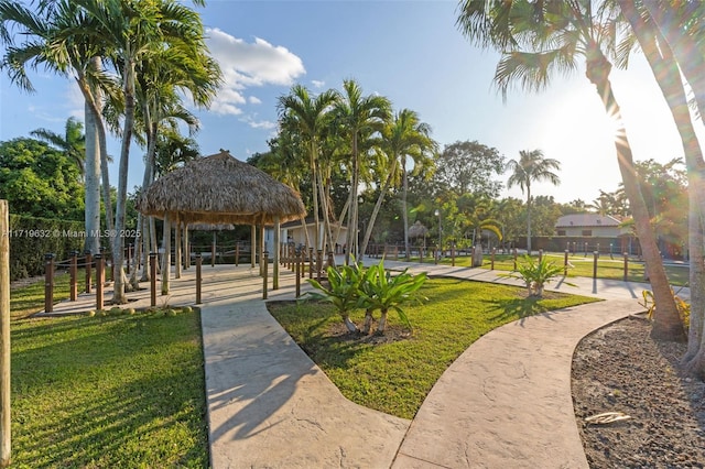 view of home's community with a yard and a gazebo