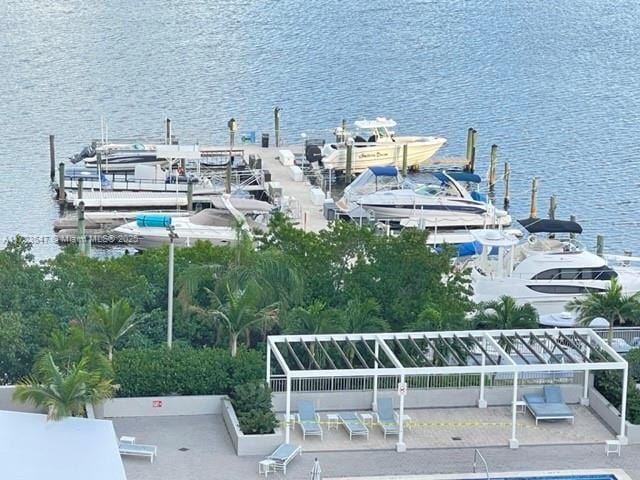 dock area featuring a water view