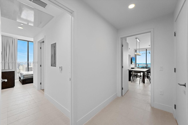 hallway with electric panel