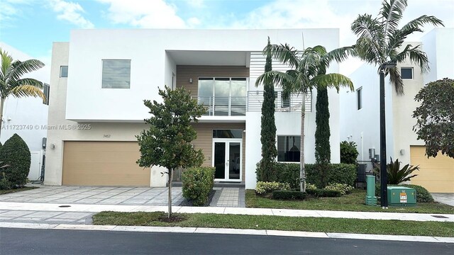 contemporary house featuring a garage