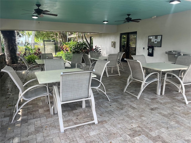 view of patio with ceiling fan