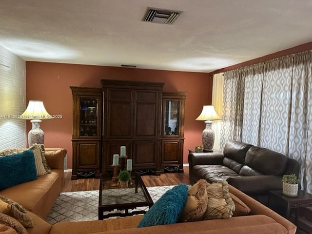 living room with light wood-type flooring