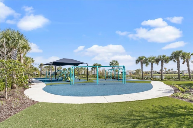 view of playground featuring a yard