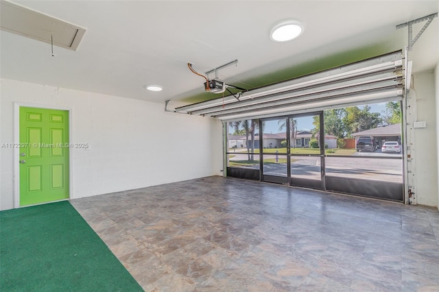 garage with a garage door opener