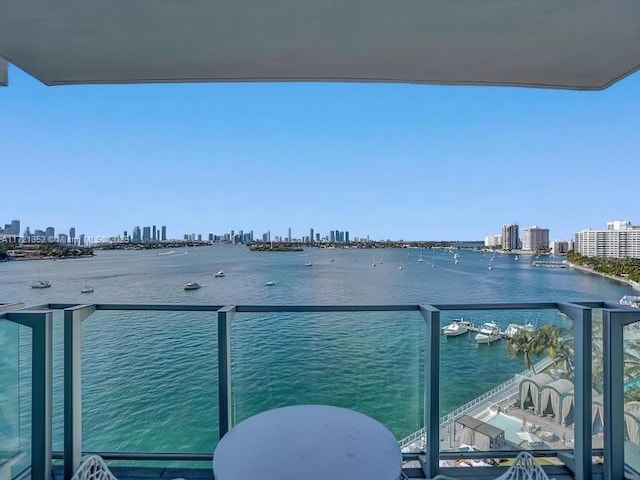 balcony with a water view