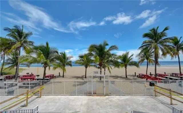 property view of water with a beach view