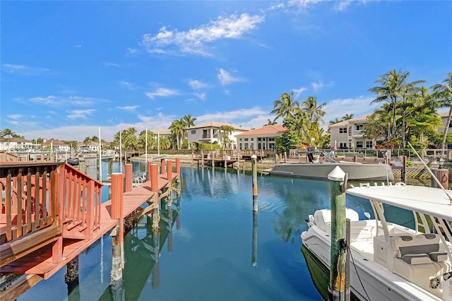 dock area featuring a water view