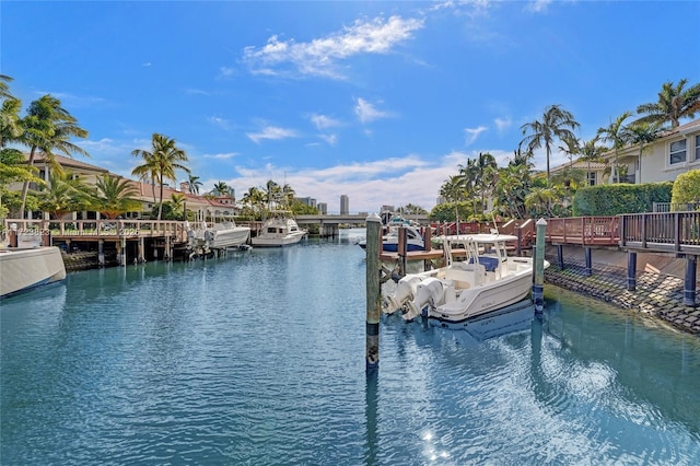 view of dock featuring a water view